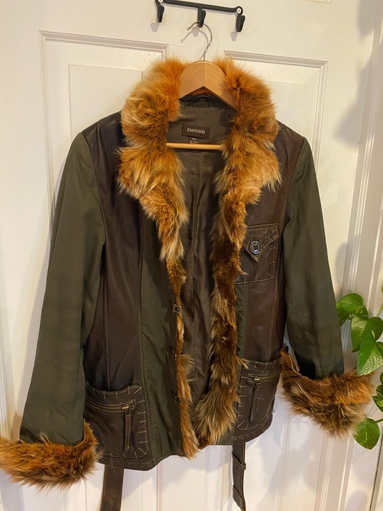 Danier Jackets & Blazers - Danier Fox Fur Leather Canvas jacket coat Boho Festival statement spring fall